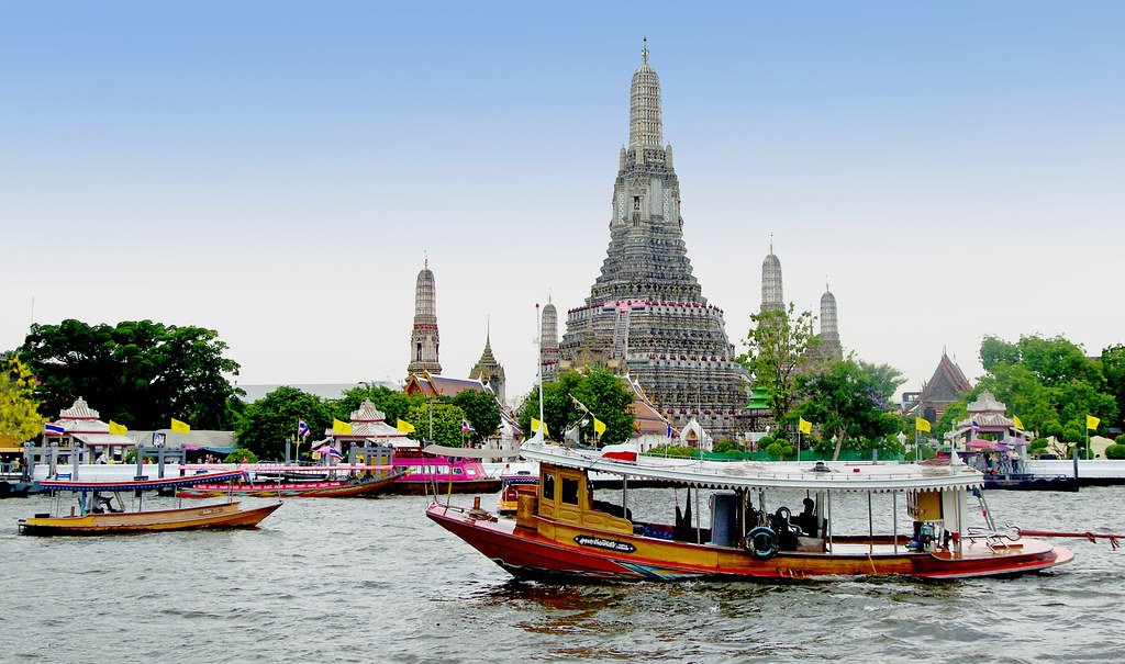 Wat Arun temple on the Chao Phraya river in Bangkok