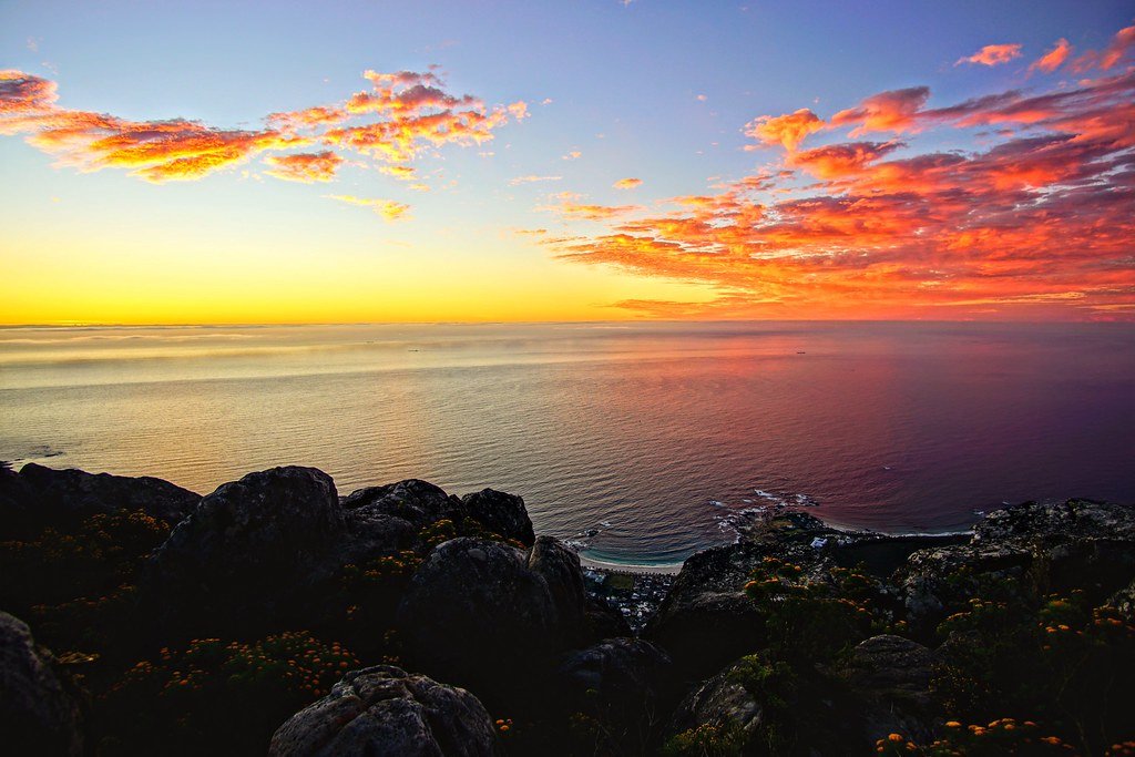 Table Mountain rising behind Cape Town, South Africa
