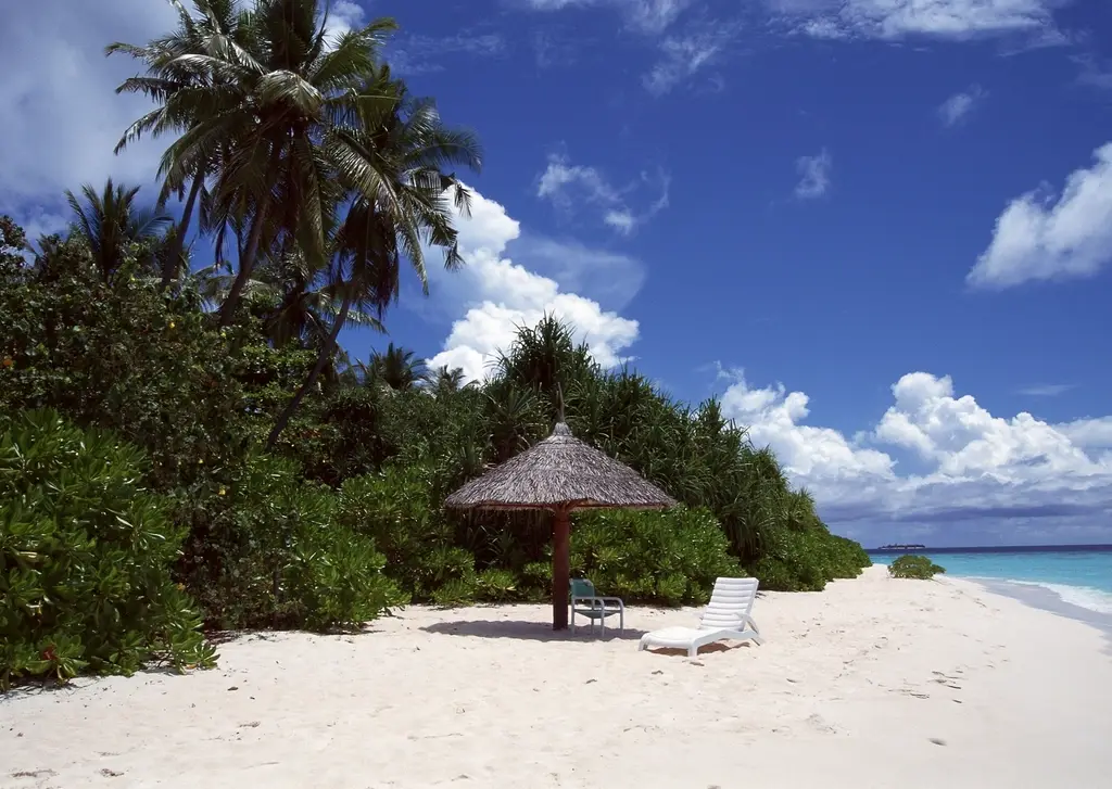 Overwater villas on a small tropical island