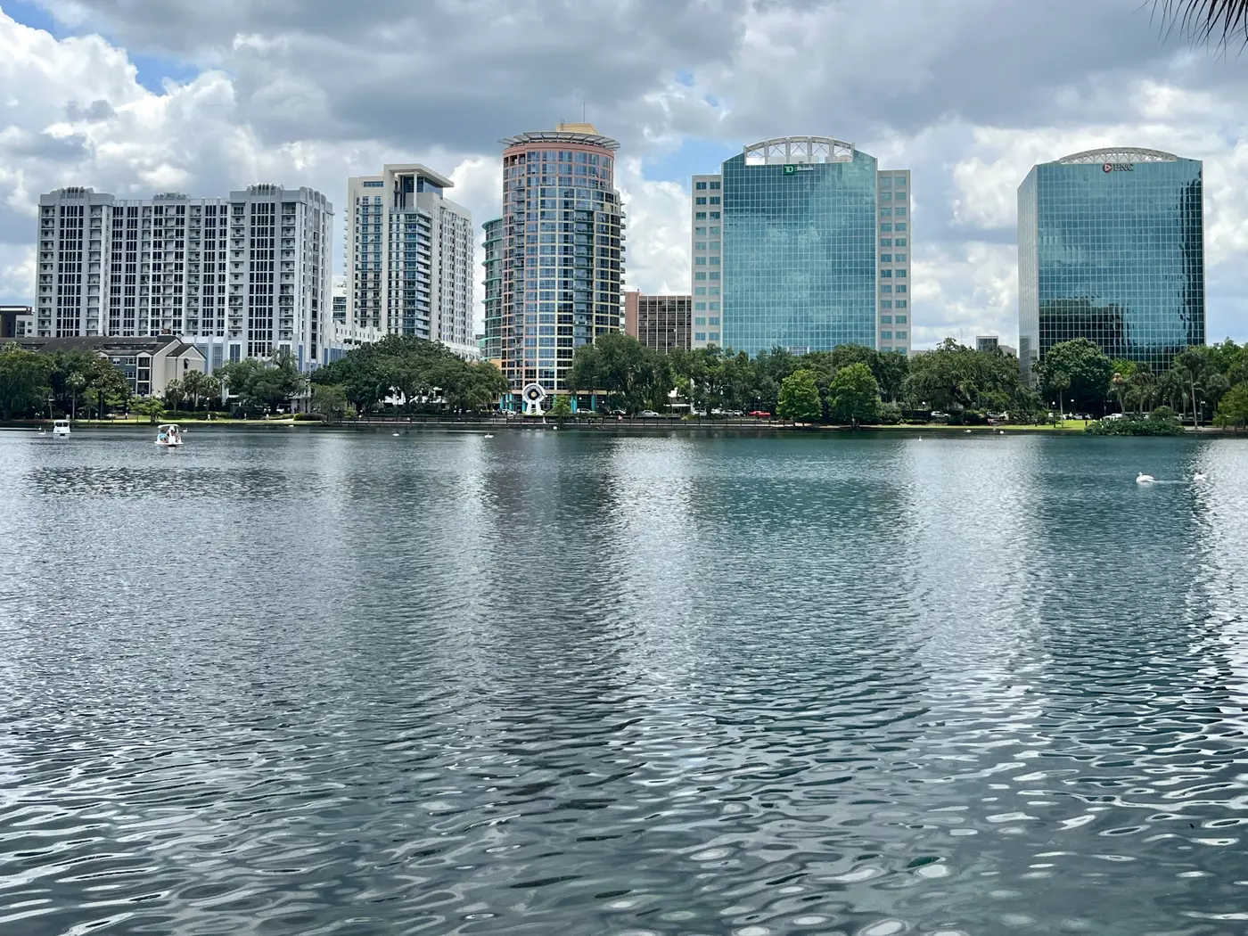 Downtown Orlando high-rises viewed across Lake Eola